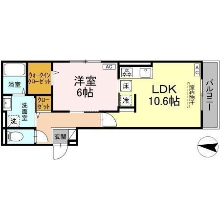 ロイヤルステージ雑賀町(1LDK/1階)の間取り写真