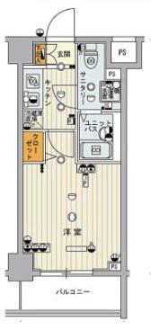 スカイコート川崎西口(1K/4階)の間取り写真