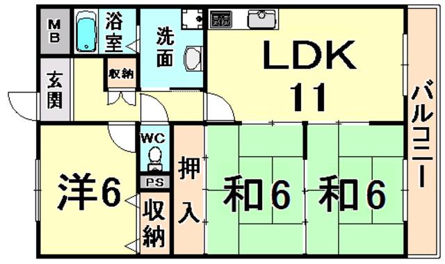 ウィステリア武庫之荘(3LDK/1階)の間取り写真