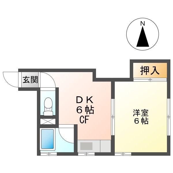 中央ハイツ(1DK/1階)の間取り写真