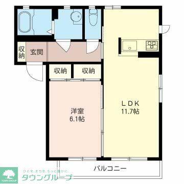 メルヴェーユI(1LDK/2階)の間取り写真