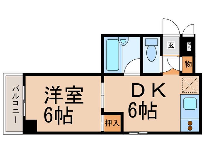 夕陽ヶ丘フォスフォルス(1DK/2階)の間取り写真