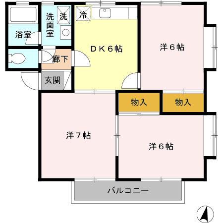 スカイメゾン(3DK/1階)の間取り写真