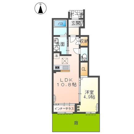 STAR TERRACE 岐南(1LDK/1階)の間取り写真