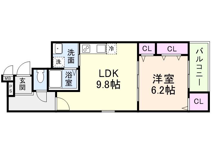フジパレス ダイドウ2丁目(1LDK/3階)の間取り写真