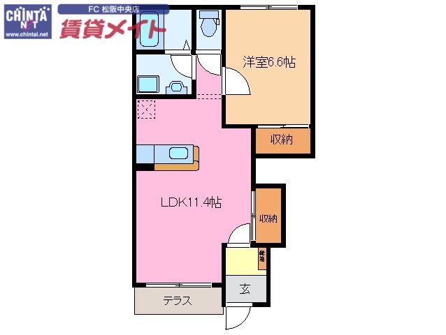 マシェリ(1LDK/1階)の間取り写真