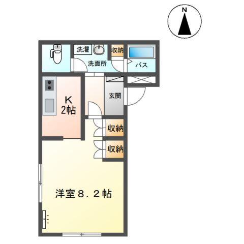 アクアス今江(1K/1階)の間取り写真