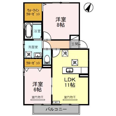 リビングタウン北上尾A棟(2LDK/1階)の間取り写真
