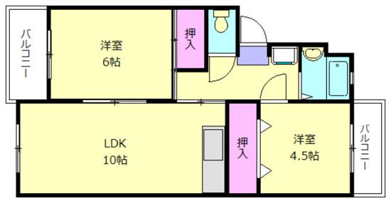 フォーサイト老司RENATUS(2LDK/4階)の間取り写真