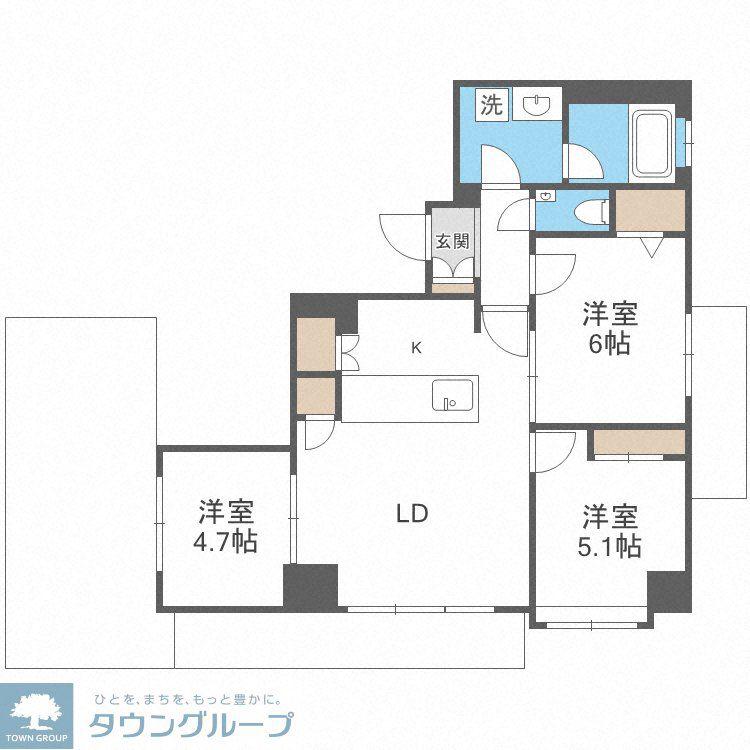 プライマル福岡平尾(3LDK/5階)の間取り写真