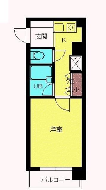 スカイコート蒲田駅前(1K/13階)の間取り写真