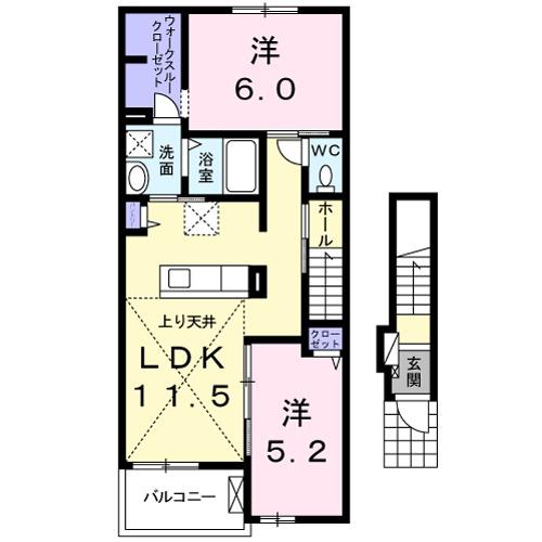 ジールマルマツVIB(2LDK/2階)の間取り写真