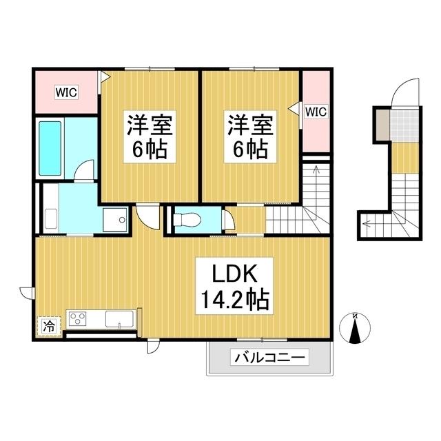 サンコーポラス御所(2LDK/2階)の間取り写真