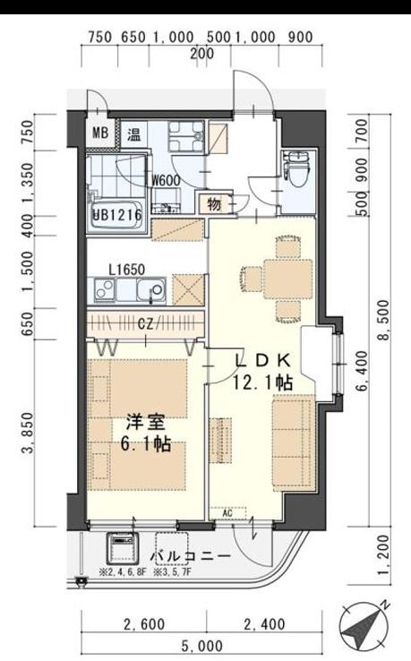 しゃとれ・にぱろく(1LDK/7階)の間取り写真