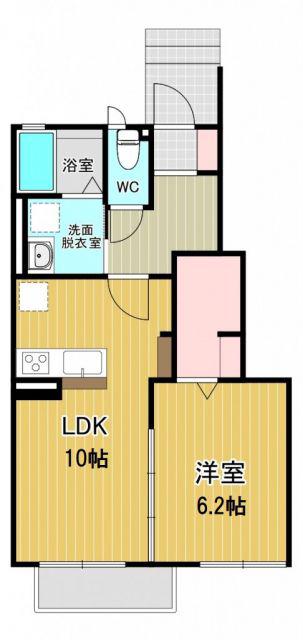 プリエールA棟(1LDK/1階)の間取り写真