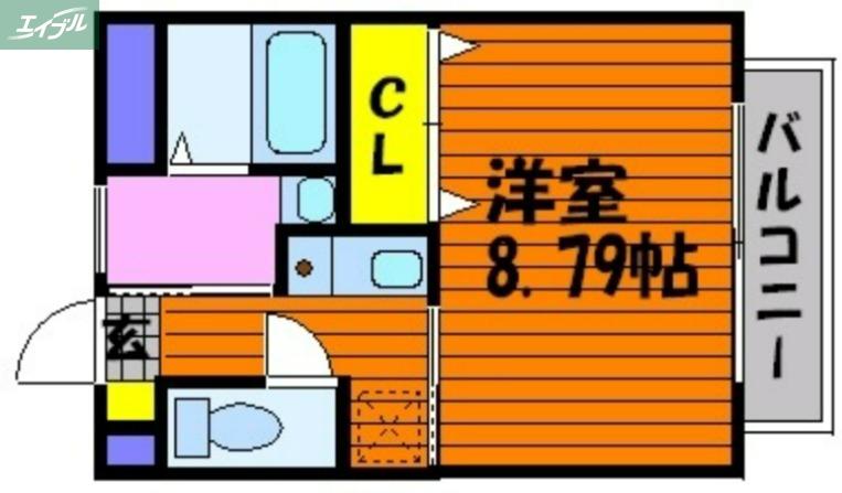 JR宇野線 大元駅 徒歩20分 2階建 築18年(1DK/2階)の間取り写真