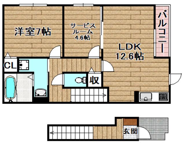 カーサ クローバー(1SLDK/2階)の間取り写真