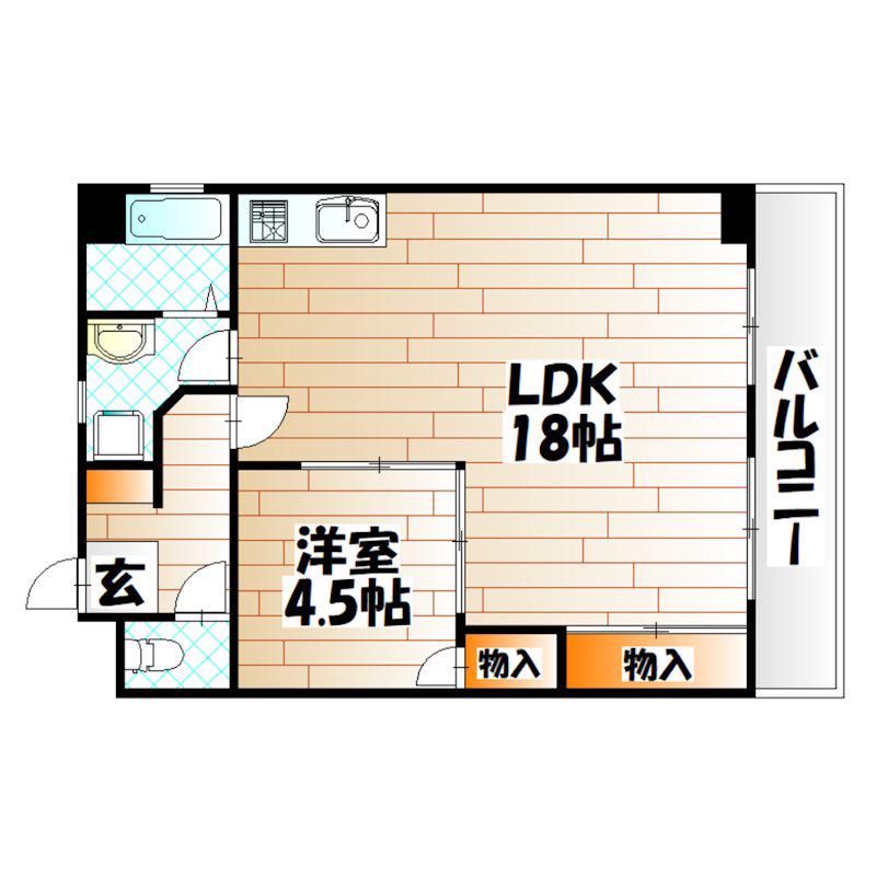 ファーストライフ大手町(1LDK/2階)の間取り写真