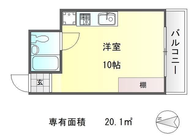 ハイム京都下鴨(ワンルーム/2階)の間取り写真