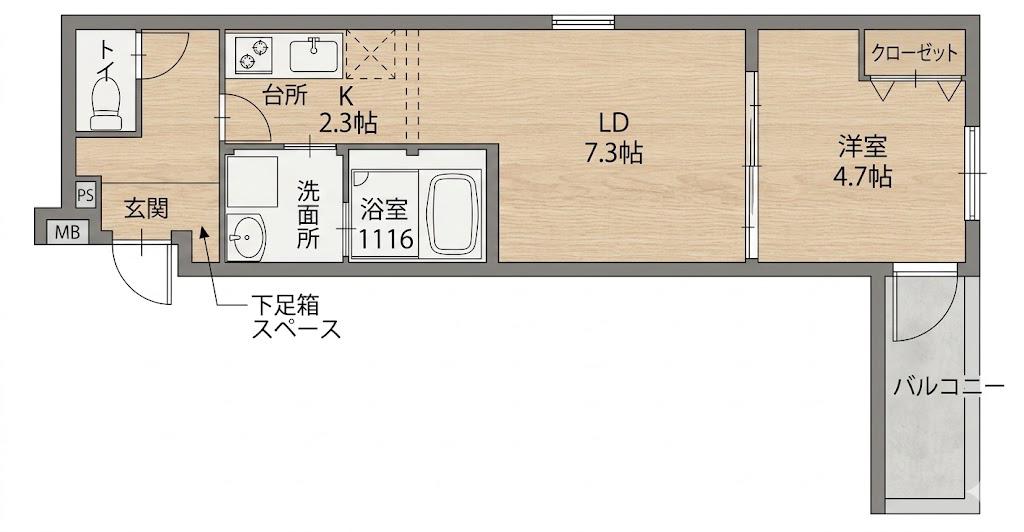 フジパレス新北島II番館(1LDK/1階)の間取り写真