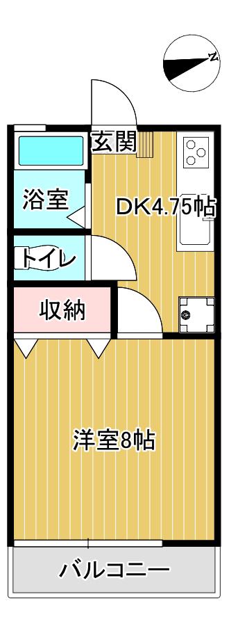 ハーベスト藤(1K/2階)の間取り写真