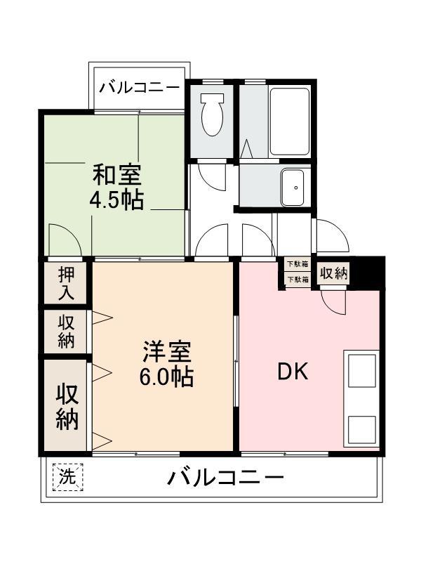 村上マンション(2DK/1階)の間取り写真