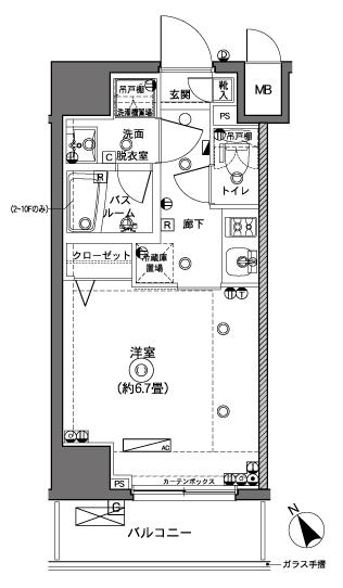 ZOOM横浜(1K/4階)の間取り写真