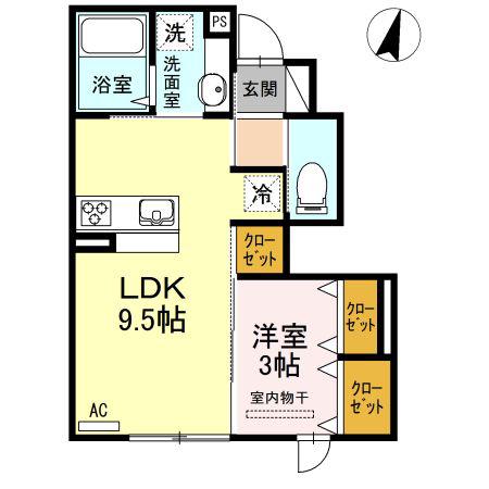 アップヒルズ(1LDK/1階)の間取り写真