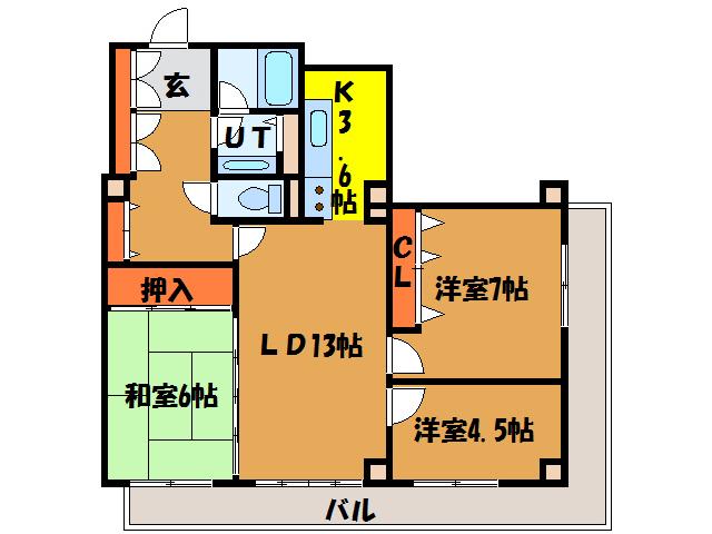 ガーデンテラス函館(3LDK/4階)の間取り写真