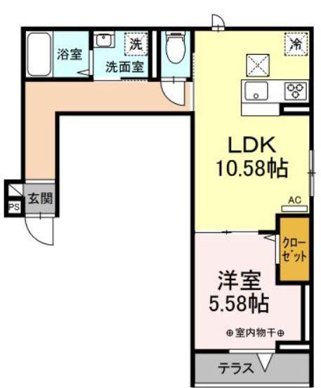 セレスティア東瑞江(1LDK/1階)の間取り写真