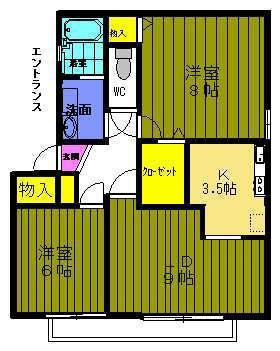 ラフィーネU(2LDK/1階)の間取り写真