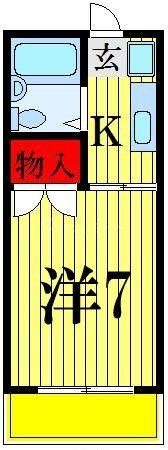 ヴィラ中山 A棟(1K/2階)の間取り写真