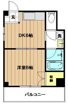 新礒田マンション(1DK/2階)の間取り写真