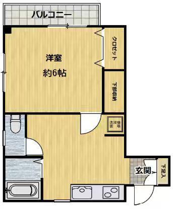 正木ビル(1DK/3階)の間取り写真
