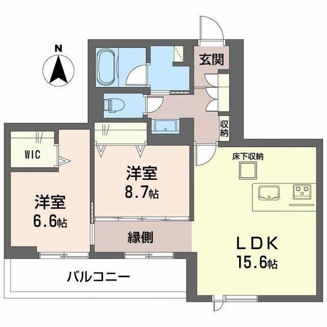 CRESTIEQ大岩本町(2LDK/1階)の間取り写真
