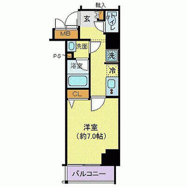 グランヴァン赤坂(1K/7階)の間取り写真