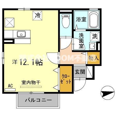 セジュールさくらDG(ワンルーム/1階)の間取り写真