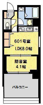 HARU(1LDK/6階)の間取り写真