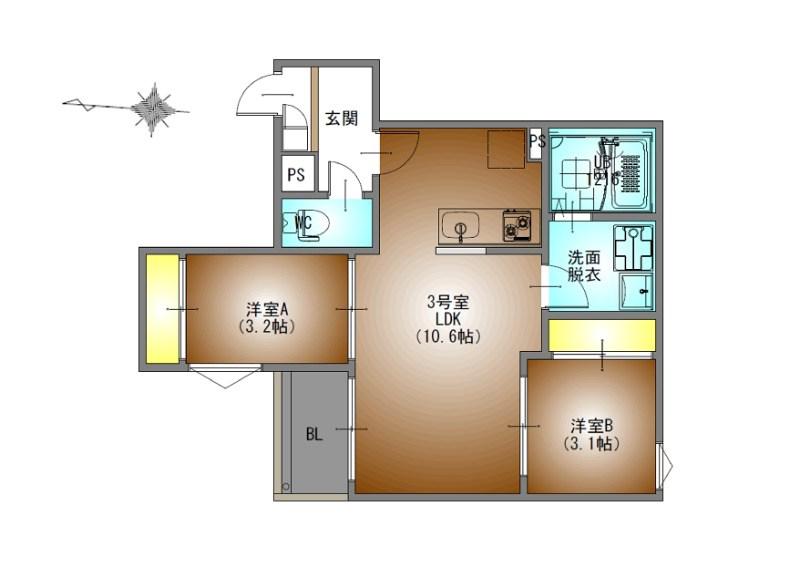 REGALEST WOOD TERRACE JOSHIN(2LDK/1階)の間取り写真
