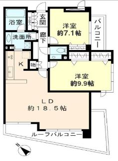 ヒューリック目黒三田(2LDK/4階)の間取り写真