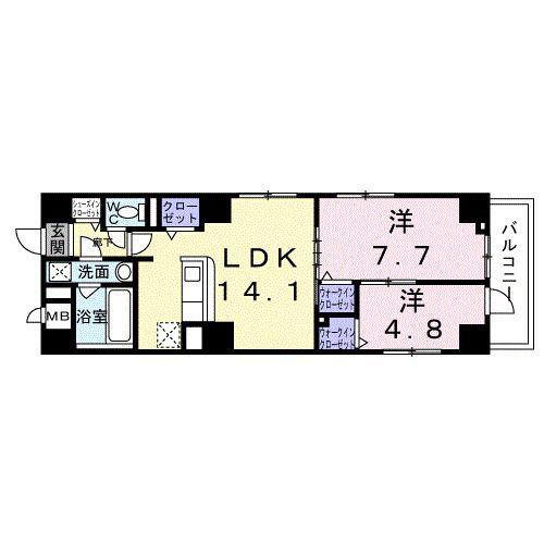 アミュレット本郷(2LDK/5階)の間取り写真