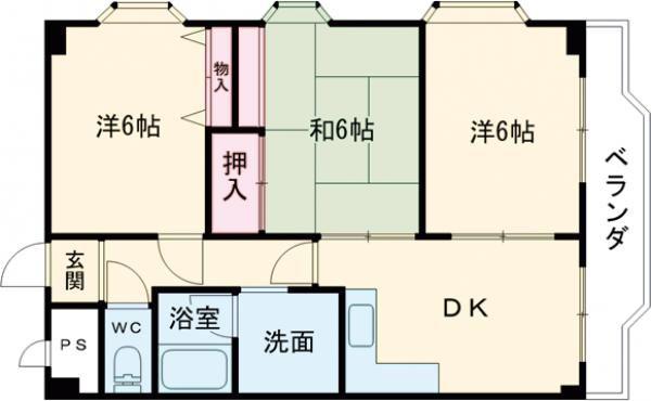 ヴィーブル新在家(3DK/2階)の間取り写真