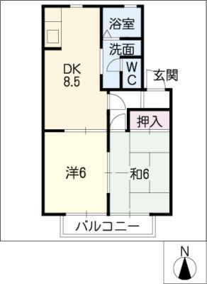 セジュール日進(2DK/2階)の間取り写真