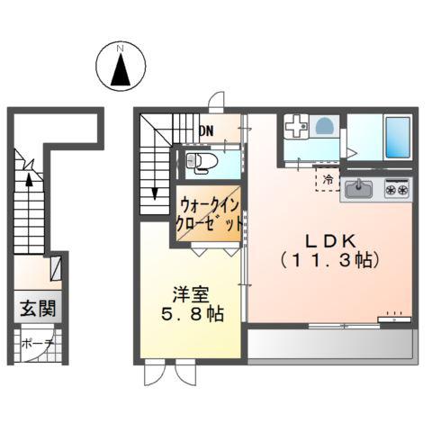 アリエッタ(1LDK/2階)の間取り写真
