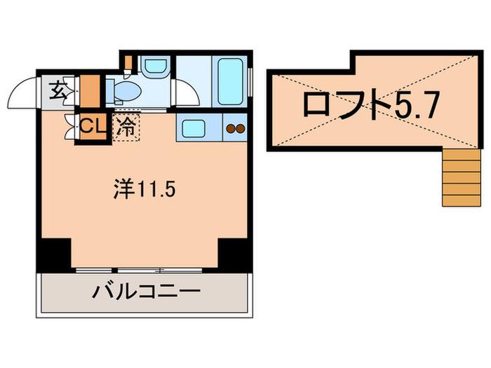 カスタリア中延(ワンルーム/5階)の間取り写真
