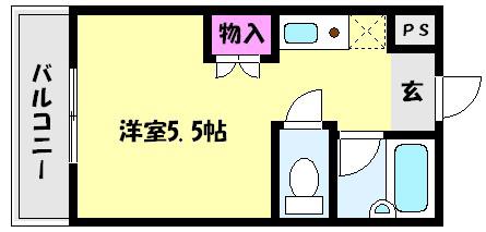 ハイツヒロ(1K/3階)の間取り写真