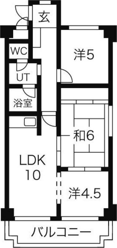 シャトーさわだ(3LDK/5階)の間取り写真