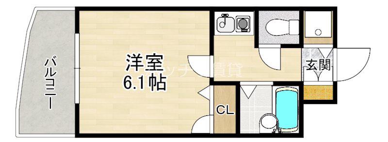 ライオンズマンション大濠第3(1K/12階)の間取り写真