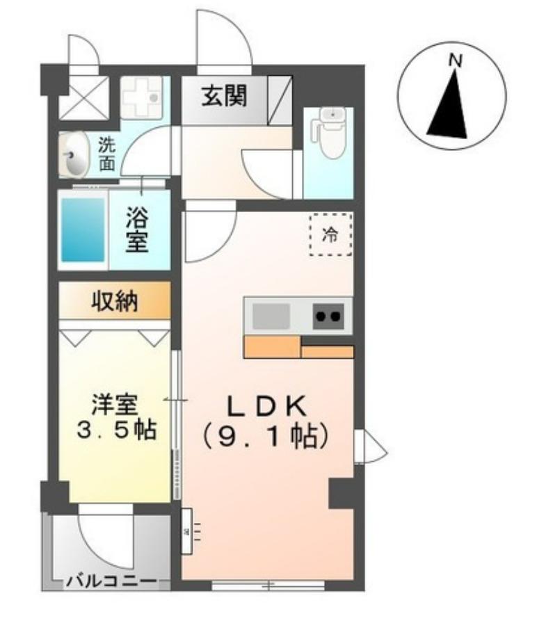 メゾン プレジール(1LDK/2階)の間取り写真