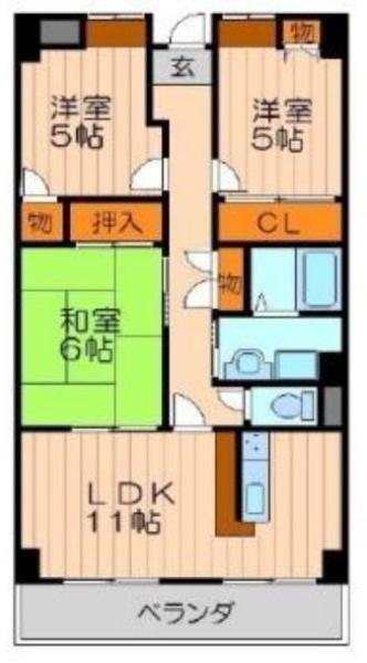 ラフィーネ上牧 3F(3LDK/3階)の間取り写真